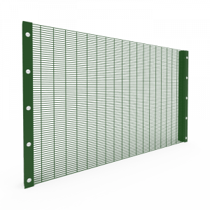 A piece of green powder coating 358 high security fence panel is displayed.