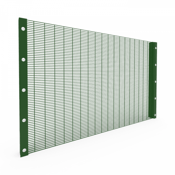 A piece of green powder coating 358 high security fence panel is displayed.