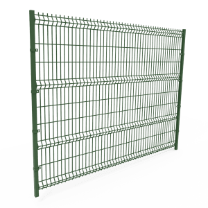 A piece of green powder coating curvy welded fence panel is displayed