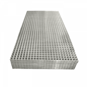 Several pieces of welded wire mesh panel on white background