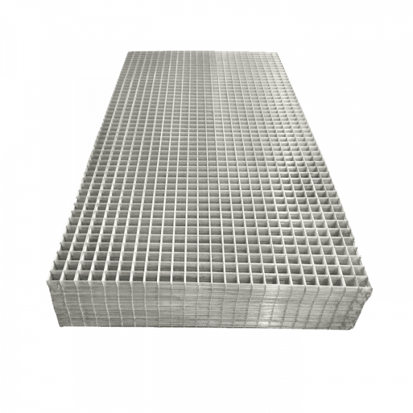 Several pieces of welded wire mesh panel on white background