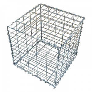 A piece of welded gabion with spiral wire on transparent background